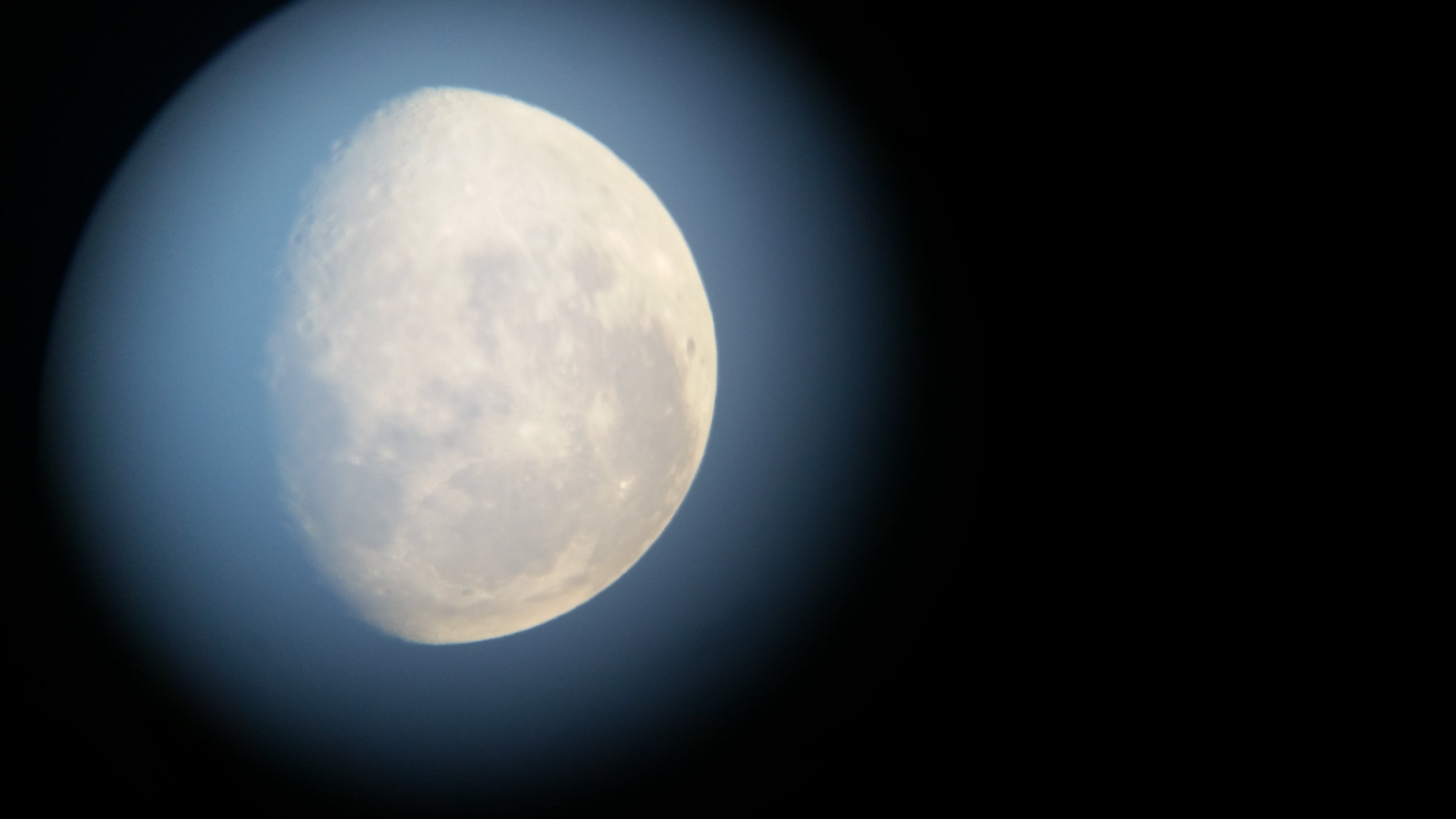 The moon captured with smartphone through the eyepiece